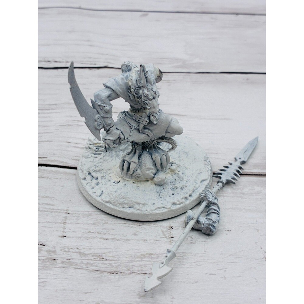 Vintage Metal Wolfen Beast Miniature Figure Spear Staff Fantasy Tabletop Gaming